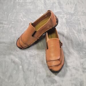 Menico Men’s Brown Leather Slip On Shoes Size 11 US / 44 EU Sewn Sole 100% Caout